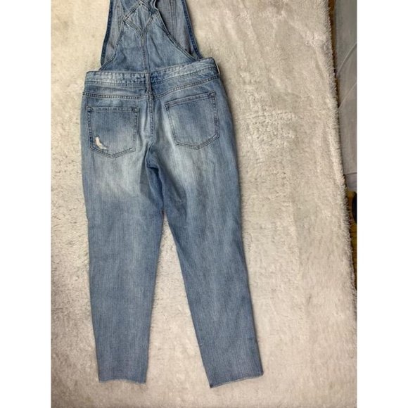Aeropostale Size M Womens Bib Overalls Distressed Light Wash Mid Rise Ra… - Picture 2 of 4